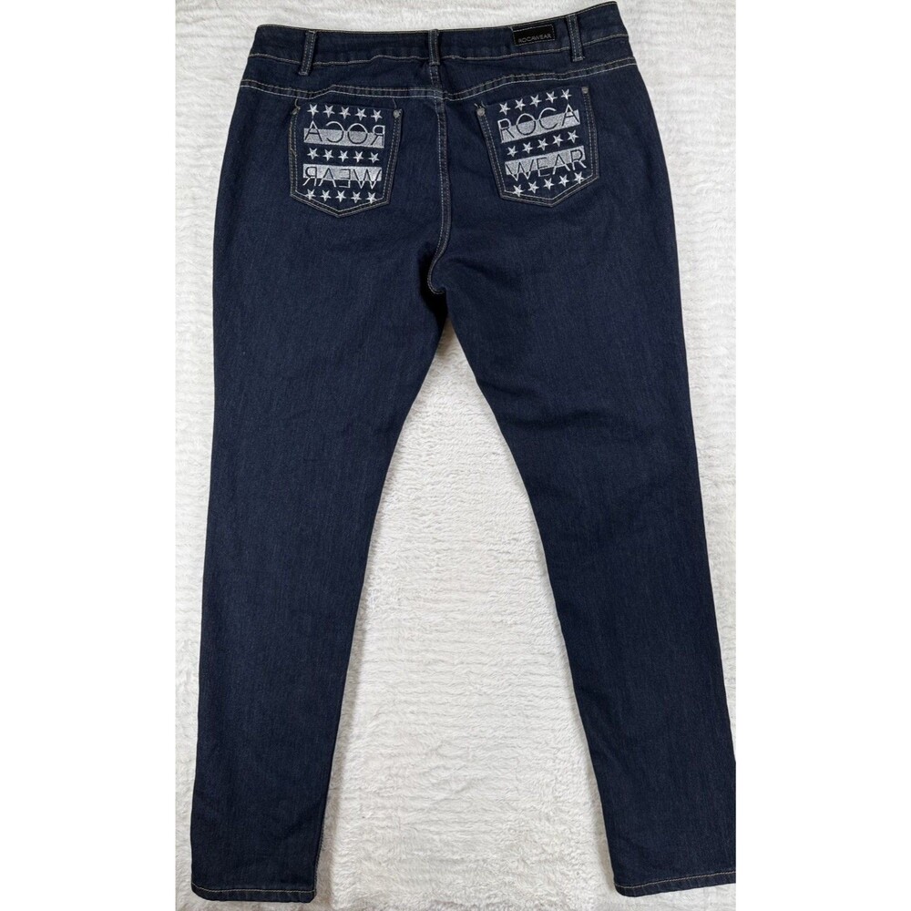 Vintage EUC RocaWear Womens Jeans Stretch Plus Size 20 Embroidered Y2K
